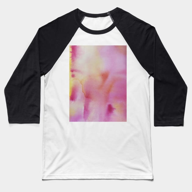 Pink and Yellow Watercolour Painting Baseball T-Shirt by Velvet Earth